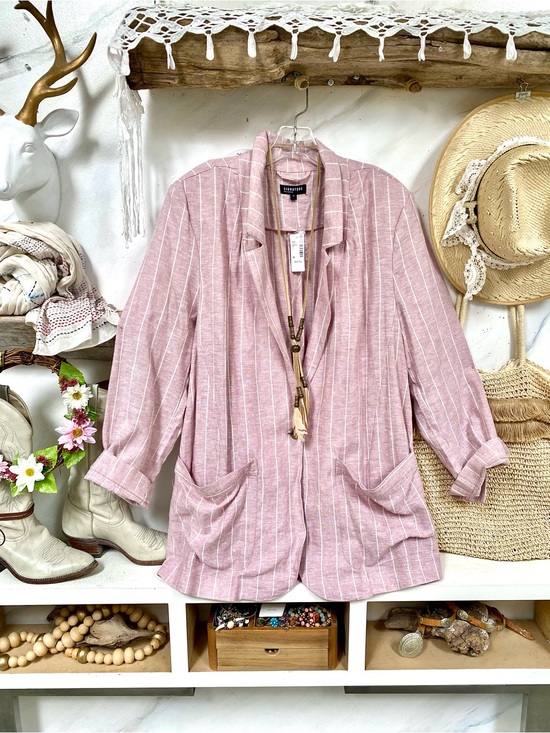 Reitmans Jackets & Blazers - Blush LINEN boho blazer w resort vacay shabby chic summer vibe
